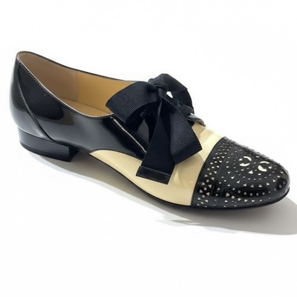 Carlo Pazolini Black and Cream Patent Leather Women's Loafers - Picture 16 of 16